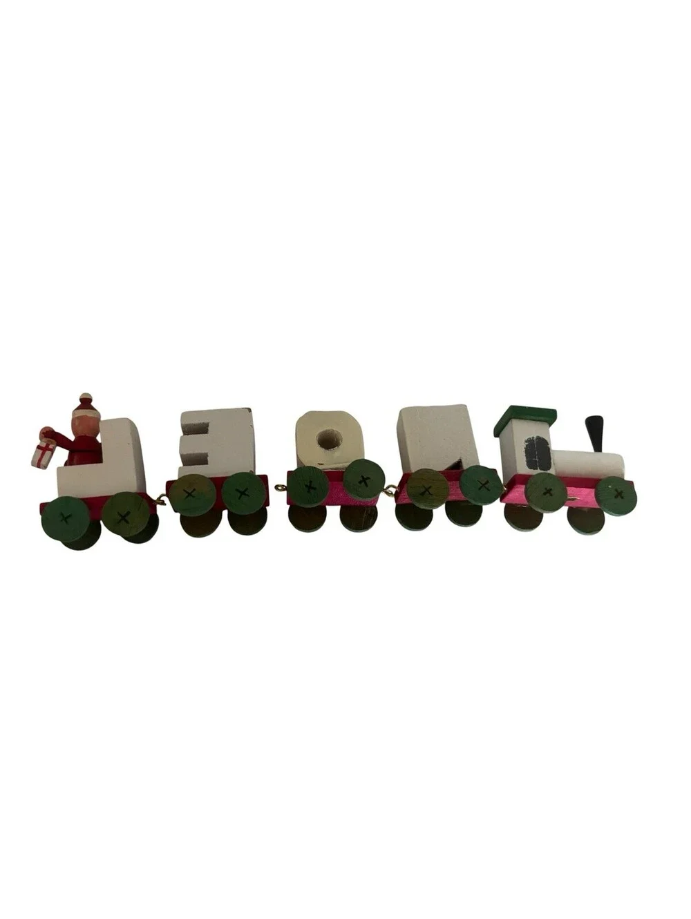 Vintage Christmas Wooden Noel Holiday Candle Train In Original Box No Candles
